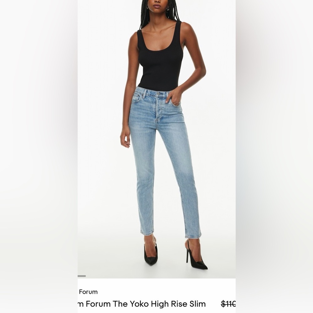 Aritzia Denim Forum “The Yoko High Rise Slim” Light Blue Jeans Button Fly -Sz 30